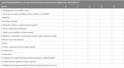 Psychometric evaluation and invariance of the Spanish version of the Block Fat Screener (BFS-E) in university students